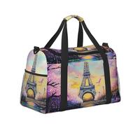 Mexpekil Tower Paris Psychedelic Colorful Duffel Bag Large Carry On Hand Luggage Bags Waterproof Weekender Bags Foldable Tote Bag for Travel Sports Gym Dance