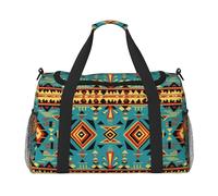 Mexpekil Travel Duffel Bag Aztec Print Ethnic Geometrical Pattern Carry On Tote Bags for Women Men Sport Gym Duffel Lightweight Weekender Overnight Bag with Shoulder Strap