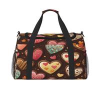 Mexpekil Travel Duffel Bag Valentine's Sweet Chocolate Hearts Carry On Tote Bags for Women Men Sport Gym Duffel Lightweight Weekender Overnight Bag with Shoulder Strap