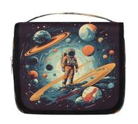 Mexpekil Travel Hanging Toiletry Bag for Women Astronauts Planet Large Wash Bag Portable Makeup Cosmetic Organiser Bags for Girls Boys