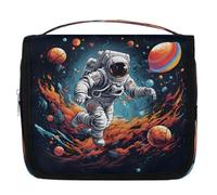 Mexpekil Travel Hanging Toiletry Bag for Women Astronauts Planet Space Large Wash Bag Portable Makeup Cosmetic Organiser Bags for Girls Boys