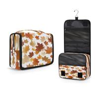 Mexpekil Travel Hanging Toiletry Bag for Women Autumn Falling Leaf Large Wash Bag Portable Makeup Cosmetic Organiser Bags for Girls Boys