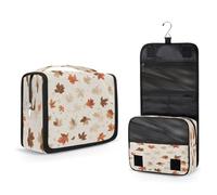 Mexpekil Travel Hanging Toiletry Bag for Women Autumn Leaves Falling Large Wash Bag Portable Makeup Cosmetic Organiser Bags for Girls Boys