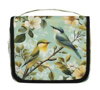 Mexpekil Travel Hanging Toiletry Bag for Women Beautiful Birds Flowers Large Wash Bag Portable Makeup Cosmetic Organiser Bags for Girls Boys