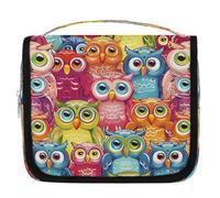 Mexpekil Travel Hanging Toiletry Bag for Women Colorful Cute Owl Large Wash Bag Portable Makeup Cosmetic Organiser Bags for Girls Boys