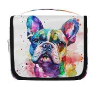 Mexpekil Travel Hanging Toiletry Bag for Women Colorful French Bulldog Large Wash Bag Portable Makeup Cosmetic Organiser Bags for Girls Boys