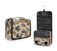 Mexpekil Travel Hanging Toiletry Bag for Women Falling Autumn Leaves Vintage Large Wash Bag Portable Makeup Cosmetic Organiser Bags for Girls Boys