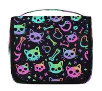 Mexpekil Travel Hanging Toiletry Bag for Women Goth Skulls Bones Large Wash Bag Portable Makeup Cosmetic Organiser Bags for Girls Boys