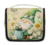 Mexpekil Travel Hanging Toiletry Bag for Women Green Gnome Flowers Large Wash Bag Portable Makeup Cosmetic Organiser Bags for Girls Boys