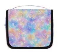 Mexpekil Travel Hanging Toiletry Bag for Women Rainbow Colored Flowers Large Wash Bag Portable Makeup Cosmetic Organiser Bags for Girls Boys