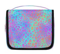 Mexpekil Travel Hanging Toiletry Bag for Women Rainbow Leopard Print Large Wash Bag Portable Makeup Cosmetic Organiser Bags for Girls Boys