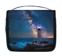 Mexpekil Travel Hanging Toiletry Bag for Women Sea Galaxy Lighthouse Large Wash Bag Portable Makeup Cosmetic Organiser Bags for Girls Boys