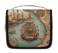 Mexpekil Travel Hanging Toiletry Bag for Women Vintage Anchor Boat Large Wash Bag Portable Makeup Cosmetic Organiser Bags for Girls Boys