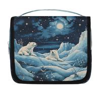 Mexpekil Travel Hanging Toiletry Bag for Women Winter Polar Bear Large Wash Bag Portable Makeup Cosmetic Organiser Bags for Girls Boys