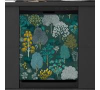 Mexpekil Trees And Plants Teal Dishwasher Magnet Cover | 23x26inch Reusable Dish Washer Covers Decorative Dishwasher Front Panel Magnetic Cover Sticker for Kitchen Appliances