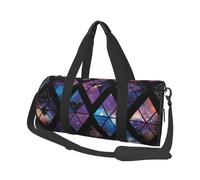 Mexpekil Triangles Space Foldable Gym Bag Carry On Travel Duffle Bags Waterproof Woman Men Hand Luggage Bag Large Weekend Overnight Bags for Sports Dance with Removable Strap