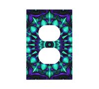 Mexpekil Tribal Blue Floral Pattern Light Switch Cover 1 Gang Single Duplex Outlet Cover Decorative Wall Plate for Home Office