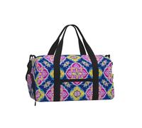 Mexpekil Tribal Mandala Checkered Gym Bag with Shoe Compartment Waterproof Duffel Bag Large Overnight Weekend Bags Travel Holdall for Women Men Teens