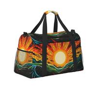Mexpekil Tribal Mountain Sun Duffel Bag Large Carry On Hand Luggage Bags Waterproof Weekender Bags Foldable Tote Bag for Travel Sports Gym Dance
