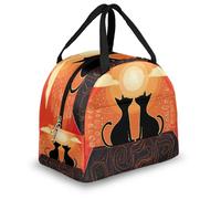 Mexpekil Troditional Cats Sunset Thermal Lunch Bag Box for Kids Adults, Insulated Lunch Tote Cooler Bag for School Work Travel