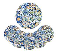 Mexpekil Troditional Spanish Tile Pattern Placemats Set of 6 Heat Resistant Round Table Mats Woven Placemats for Dining Table Kitchen, 38 cm