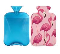 Mexpekil Tropical Animal Pink Bird Hot Water Bottle with Cover, 2L PVC Hot Water Bag for Pain Relief, Feet, Back, Warmth