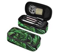 Mexpekil Tropical Banana Leaf Green Pencil Case for Girls Boys with Compartments Large Pen Organizer Bag Zipper Multi-Use Pouch for School Supplies, Makeup Cosmetics, Kids, Adults