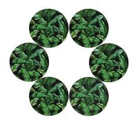 Mexpekil Tropical Banana Leaf Green Round Placemats Set of 6 Heat Resistant Table Mats Modern Table Decorations for Dining Kitchen Wedding Party (39cm)