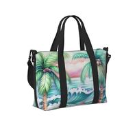 Mexpekil Tropical Beach Palm Trees Waves Travel Duffel Bag Waterproof Sports Gym Bag Large Weekend Overnight Bags for Women Men Foldable Carry On Luggage Tote Bags for Flight