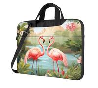 Mexpekil Tropical Forest Flamingos Laptop Bag for Women Men 15.6 Inch Portable Laptop Case Sleeve with Shoulder Strap Computer Carrying Case Messenger Bags for Business Travel College