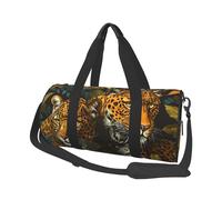 Mexpekil Tropical Lion Foldable Gym Bag Carry On Travel Duffle Bags Waterproof Woman Men Hand Luggage Bag Large Weekend Overnight Bags for Sports Dance with Removable Strap