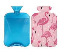 Mexpekil Tropical Pink Animal Bird Hot Water Bottle with Cover, 2L PVC Hot Water Bag for Pain Relief, Feet, Back, Warmth