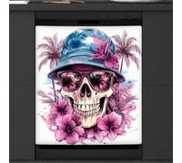 Mexpekil Tropical Tree Flower Skull Dishwasher Magnet Cover | Reusable Dish Washer Covers Decorative Dishwasher Front Panel Magnetic Cover Sticker for Kitchen Appliances 21x26inch