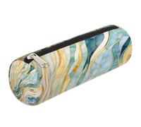 Mexpekil Turquoise Green Gold Line Marble Pencil Case School Supplies Pouch Bag for Girls Boys Teenagers, Women Makeup Brush Bag