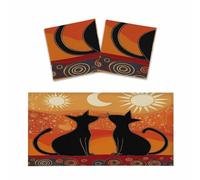 Mexpekil Two Cats Sitting On Roof 2 pcs Magnetic Fluorescent Light Covers for Ceiling Lights 2x4 FT Lamp Shade Cover