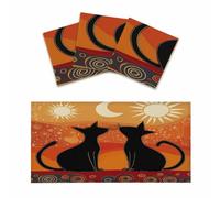 Mexpekil Two Cats Sitting On Roof 3 pcs Magnetic Fluorescent Light Covers for Ceiling Lights 2x4 FT Lamp Shade Cover