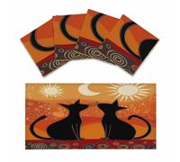 Mexpekil Two Cats Sitting On Roof 4 pcs Magnetic Fluorescent Light Covers for Ceiling Lights 2x4 FT Lamp Shade Cover