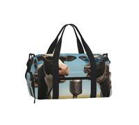 Mexpekil Two Cows Sing Gym Bag with Shoe Compartment Waterproof Duffel Bag Large Overnight Weekend Bags Travel Holdall for Women Men Teens