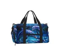Mexpekil Two Dolphins Gym Bag with Shoe Compartment Waterproof Duffel Bag Large Overnight Weekend Bags Travel Holdall for Women Men Teens