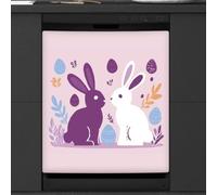 Mexpekil Two Rabbits Easter Eggs Dishwasher Magnet Cover 23x26Inch Decorative Dish Washer Sticker for Front Door Waterproof Kitchen Appliance Panel Magnetic Decal