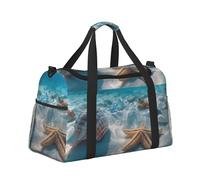Mexpekil Undersea Starfish Shells Duffel Bag Large Carry On Hand Luggage Bags Waterproof Weekender Bags Foldable Tote Bag for Travel Sports Gym Dance