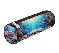 Mexpekil Underwater Colorful Crab Corals Pencil Case for Girls Boys Stationery Pouch Organiser Small School Supply Bag for Students Office
