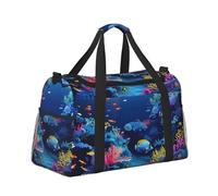 Mexpekil Underwater Dolphin Coral Duffel Bag Large Carry On Hand Luggage Bags Waterproof Weekender Bags Foldable Tote Bag for Travel Sports Gym Dance