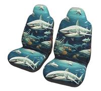 Mexpekil Underwater Sharks 2PCS Car Seat Covers Full Wrap Car Seat Protector Universal Vehicle Interior Accessories for Men Women