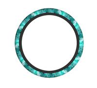 Mexpekil Universal Car Steering Wheel Cover Abstract Teal Turquoise Graffiti Painting Steering Wheel Cover For Women Men Anti-Slip Elastic Steering Wheel Protector Auto Interior Decor