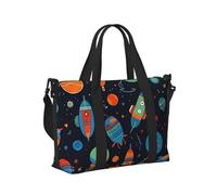 Mexpekil Universe Planet Rocket Travel Duffel Bag Waterproof Sports Gym Bag Large Weekend Overnight Bags for Women Men Foldable Carry On Luggage Tote Bag for Flight