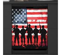 Mexpekil Us Flag Soldiers Standing Dishwasher Magnet Cover 23x26Inch Decorative Dish Washer Sticker for Front Door Waterproof Kitchen Appliance Panel Magnetic Decal