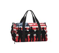 Mexpekil US Flag Soldiers Standing Gym Bag with Shoe Compartment Waterproof Duffel Bag Large Overnight Weekend Bags Travel Holdall for Women Men Teens