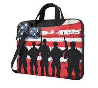 Mexpekil US Flag Soldiers Standing Laptop Bag for Women Men 13 Inch Portable Laptop Case Sleeve with Shoulder Strap Computer Carrying Case Messenger Bags for Business Travel College
