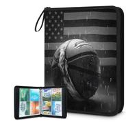 Mexpekil Usa Flag Basketball Card Binder 4 Pocket with 50 Side-Loading Pages Sleeves Card Collection Folder for 400 Cards Zipper Trading Card Album Waterproof Cards Holder Book